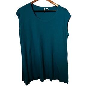 Women's Cato Teal Short Sleeve Ribbed Knit Top